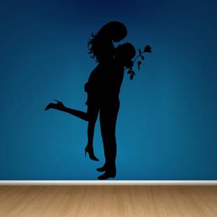 Decor Villa 43 cm Decor villa Sweet couple Wall decal & sticker Black Color Medium size - 43*58 Cm Self Adhesive Sticker