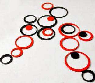 Wall Whispers 14.5 cm 3D Geometric Black & Red Circle Shape Removable Sticker