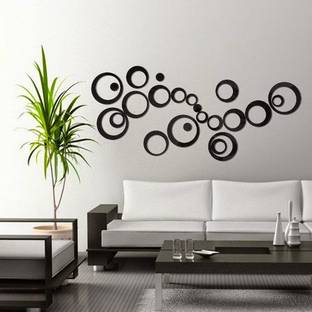 Wall Whispers 14.5 cm 3D Geometric Black Circle Shape Removable Sticker