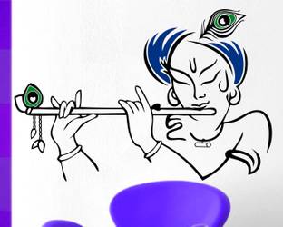 RNG 152.4 cm krishna with flute Self Adhesive Sticker