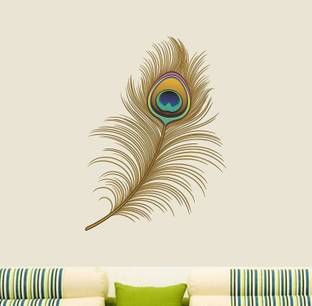 Asmi Collections 70 Beautiful Peacock Feather Removable Sticker