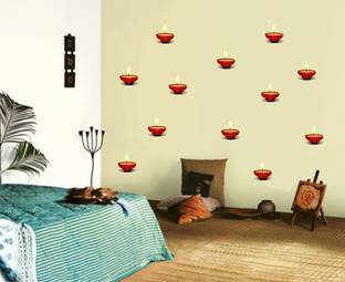 Asmi Collections 100 cm Set of 12 pcs Beautiful Diyas Sticker