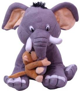 Tiny Tickle Cute Elephant with Baby Monkey Premium Soft Toys for kids  - 15 cm