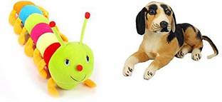 MGPLifestyle Plushed Sitting Dog (32 Cm) And Colourful Caterpillar (55 Cm)Combo  - 9 cm