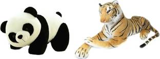 Yakeen Cute Soft Panda $ Brown Soft Tiger Combo Pack of 2  - 32 cm