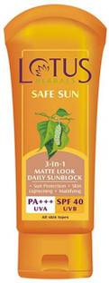 LOTUS HERBALS Sunscreen - SPF 40 PA+++ 3-in-1 Matte Look SPF 40 (50G)