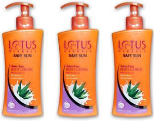 LOTUS Sunscreen - SPF 50 PA+++ Herbals Safe Sun Anti-Tan Body Lotion Silky Smooth Care