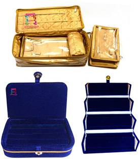atorakushon Bangle Necklace Earrings Tops Studs with Ring Box and Earrings folder Bag Case Storage Pouch Vanity Box