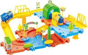 Webby Classic Toy Train Set 15 with Upper and Lower Level, Bridges and Tunnel