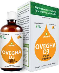 Unived Unived Ovegha D3 Extra Strength, Vegan Omega 3 & Vitamin D3, 800mg DHA & 2500 I.U. D3, 30 servings