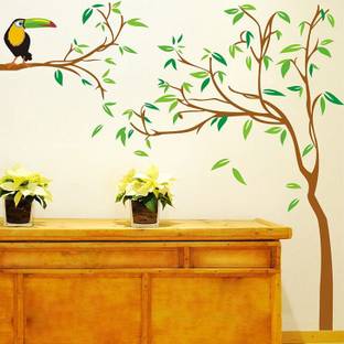 Happy Walls Toucan Bird On A Lush Green Leaves Branch