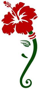 हैप्पी वॉल्स Modern Art Ganesha In Red Hibiscus Flower