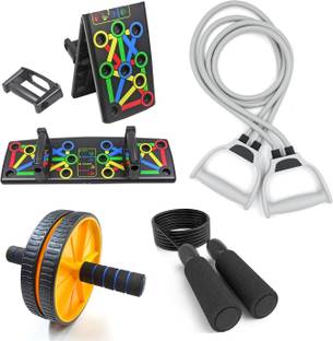 LIVOX Pushup Board with Resistance Toning tube, Ab wheel roller, Skipping Rope Ab Exerciser