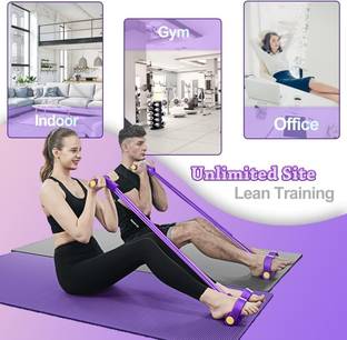 LCARNO 4-Tube Pedal Puller Resistance Band. Elastic Pull Reducer for Abdomen & Stretchg Ab Exerciser