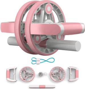 Strauss Multifunction Abs Roller With Push Up Bar & Resistance Tube | Ab Wheel Roller Ab Exerciser