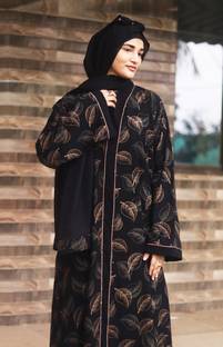 Buraque Designer Polyester Printed Abaya With Hijab