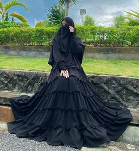 SHIFA Nida Matte Solid Burqa With Hijab