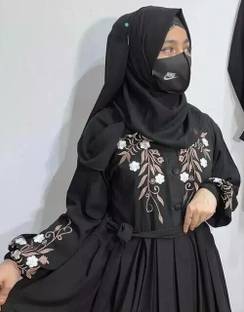 kashaf store Chiffon Self Design, Solid Naqab With Hijab