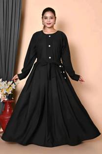 HrCollection Cotton Silk Solid Abaya