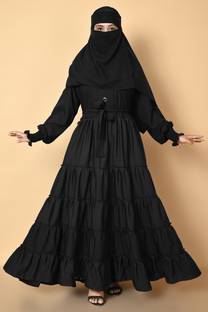 FairyTeller Cotton Blend Self Design Burqa With Hijab