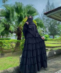 Tanjila Fashion Cotton Blend Solid Burqa With Hijab