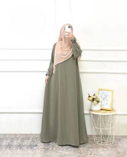 DC Cotton Blend Solid Burqa With Hijab