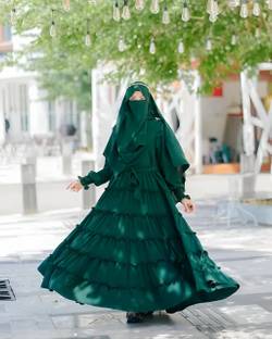 BISAL Georgette Self Design Burqa With Hijab