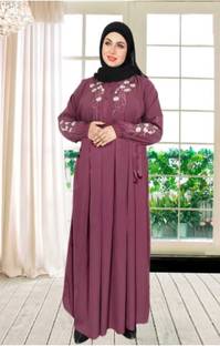 Har Women Clothing Silk Blend Self Design Abaya With Hijab