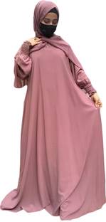 KASHAF ATORE Nida Matte Self Design, Solid Burqa With Hijab