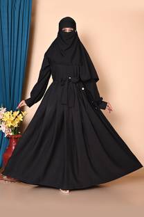 Paradise Cotton Blend Self Design Burqa With Hijab