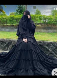 Dubai Collection Cotton Blend Solid Burqa With Hijab