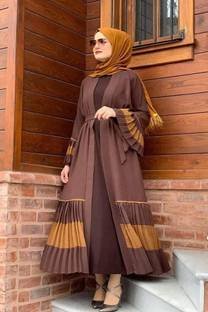 Dubai Collection Polyester Self Design Burqa With Hijab