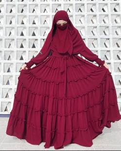 HOC Kashibo Self Design, Solid Burqa With Hijab