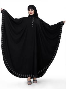 AMBAJI FASHION Crepe Solid Abaya With Hijab