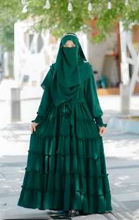 jl fashion Georgette Self Design Burqa With Hijab