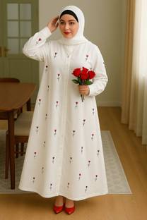 maabaya Nida Matte Self Design Abaya With Hijab