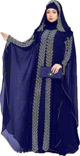 Buraque Designer Polyester Printed Abaya With Hijab