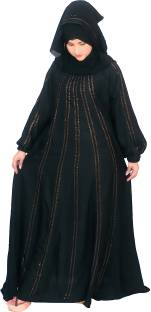 DCSTORE1 Nida Matte Solid, Self Design Burqa With Hijab