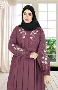 Har Women Clothing Silk Blend Self Design Abaya With Hijab
