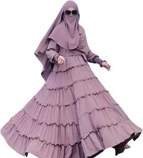 Dubai Collection Cotton Blend Self Design Burqa With Hijab