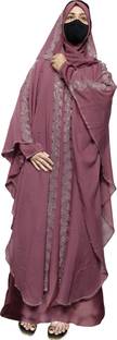 Buraque Designer Nida Matte Solid Abaya With Hijab