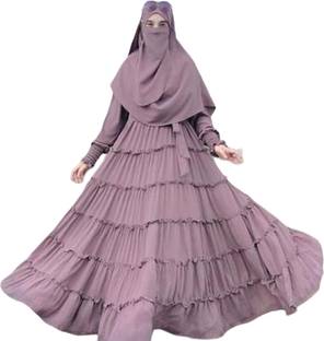 Dubai Collection Cotton Blend Solid Burqa With Hijab