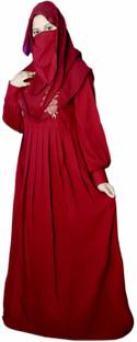 ASFIRK AFIFA BURQA Polyester Self Design Burqa With Hijab