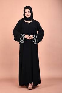 DIBARU Polycotton Solid Abaya With Hijab