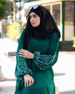 DC Cotton Blend Solid Burqa With Hijab