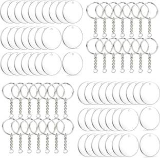 Maitri Pack Of 50 Acrylic Round Keychain With Keyrings, Keychain Kit, Art&Craft Work Key Chain