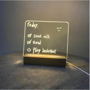 True-Ally 3D Writing Acrylic Writing Board with Wooden LED Light Stand + 12 Marker 15 cm Acrylic Sheet