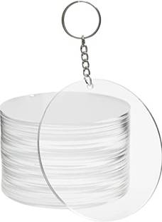 Maitri Pack Of 10 Acrylic Round Keychain With Keyrings, Keychain Kit, Art&Craft Work Key Chain