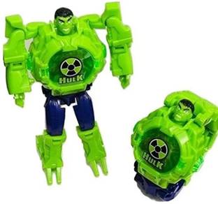 JELLIFY Hulk Actions Figure Toy Robot convert to Digital Wrist Watch for Kids