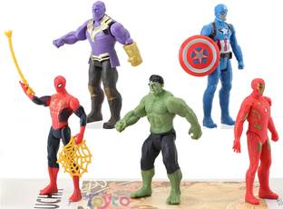 Toyco Pack of 5 Super Hero Characters Action Figure Play Set for kids ( Set of 5 )